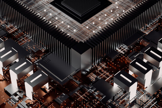 Detail of surreal computer cpu.