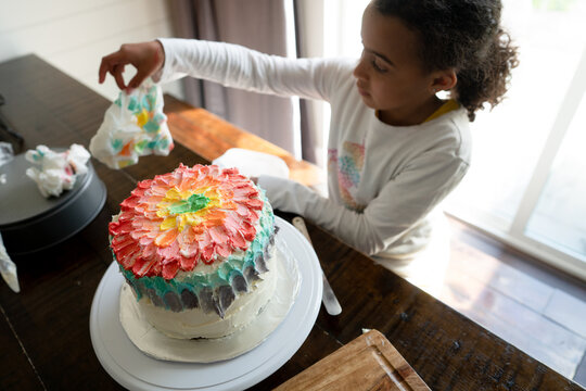 Top Down View Of Homemade Layer Cake