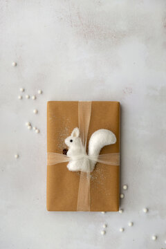 Gift with quirky squirrel wrapping