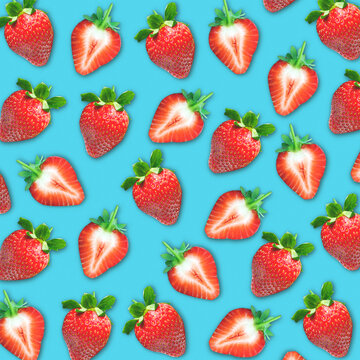 Vibrant flat lay strawberry pattern
