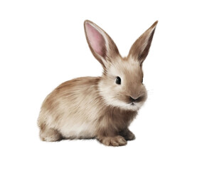 Watercolor Rabbit isolated on a white background. Watercolor botanical hand drawn illustration. Watercolor animal. Cute fluffy Bunny