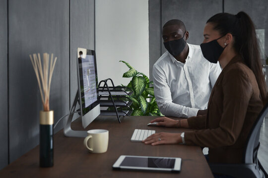 Office Workers In Masks