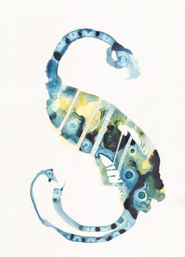 Watercolour Painting in a Swirl or S Shape