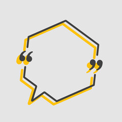 Quote hexagon text with bracket, vector banner