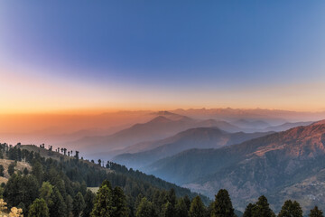 Fototapeta na wymiar The great Himalayan mountain ranges landscape in dawn