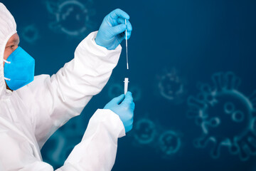 Doctor with laboratory COVID-19 test kit for diagnosis coronavirus infection.