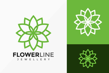 Nature Line Art Beauty Flower Logo Vector Design. Abstract emblem, designs concept, logos, logotype element for template.