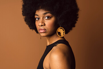 Expressive black Girl in Studio