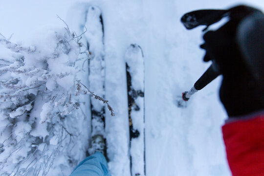 Backcounty skiing in sagebrush country