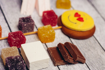 gingerbread on a stick in the form of a smiley candy sweets dessert Holiday