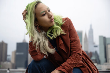 Portrait of thoughtful young woman