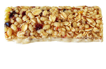 Flake bar with berry and yogurt glaze on a white background