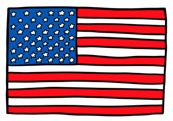 USA flag. United states of America doodle hand drawn. Vector illustration