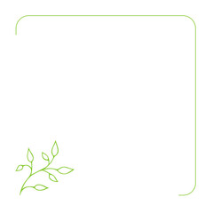 Template frame hand-drawn with plants.Simple botanical banner, card, drawing line,minimalism.Isolated.