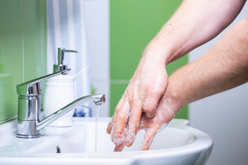 Coronavirus prevention. Proper washing and handling of hands.