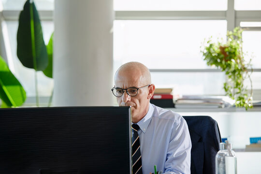 Businessman working on computer