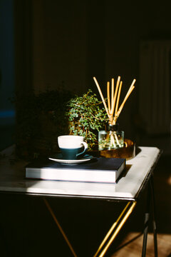 Sunlit coffee vignette