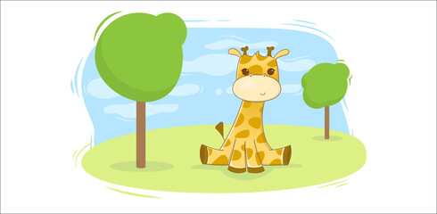 Fototapeta premium Alphabet letter animals children illustration giraffe