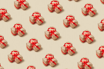 Horizontal pattern from camera gifts wrapped of paper.