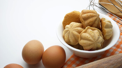 Malaysian traditional sweet egg sponge muffin cake, called Kuih Bahulu.