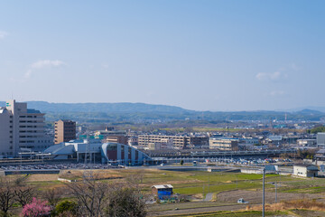 青空と街並み　市街地　木津川市