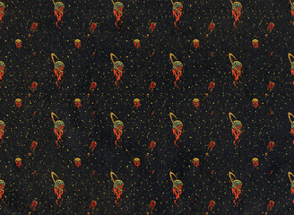 Planets And Stars Pattern Illustration