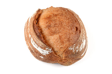 Round homemade bread on an isolated background