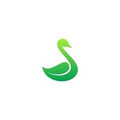 Swan leaf logo design combination concept