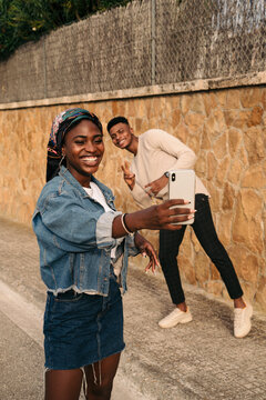 Brother and sister having fun