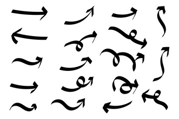 Set of Scribble arrow isolated on white background. black hand drawn arrows set icon. Rectangle, Circle, Arrow, Polygonal outline