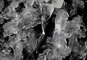 transparent ice on black background