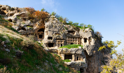 Turkish attraction the ancient tomb of Bellerophon in the city of Tlos.