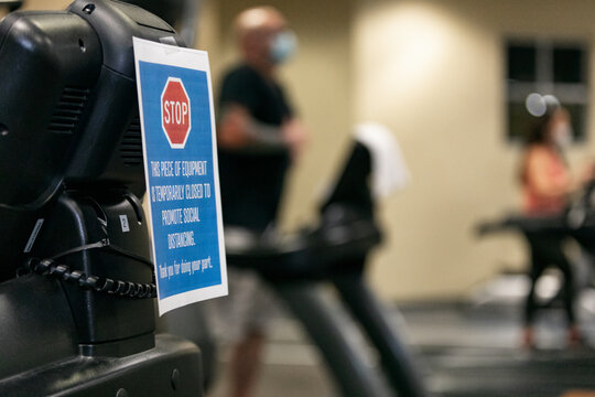 Gym: Sign On Treadmill To Promote Social Distancing