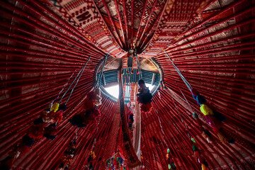 Inside Kazakh national house Yurt.