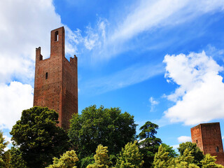 The tower Donà ( torre Donà ) in the city Rovigo against the blue sky. Italy.