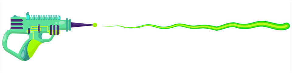 vector blaster fires. A bright beam from a blaster. energy weapons for the aliens. bright color gun for game design.