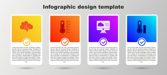 Set Storm, Meteorology thermometer, Weather forecast and . Business infographic template. Vector