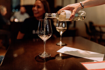 Friends having dinner in a restaurant