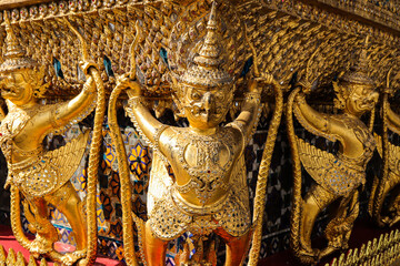 Demon Guardian at Wat Phra Kaew or Emerald Buddha Temple. The most famous tourist attraction in Bangkok, Thailand.