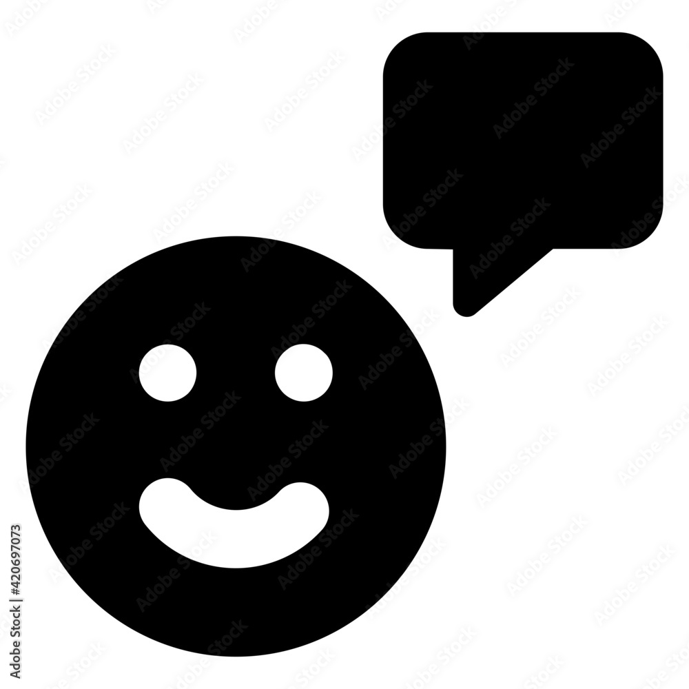 Wall mural chat with emoticon, happy feedback solid icon