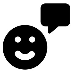 Fototapeta premium Chat with emoticon, happy feedback solid icon