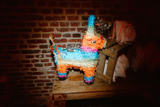 Mexican pi&ntilde;ata on a party at night