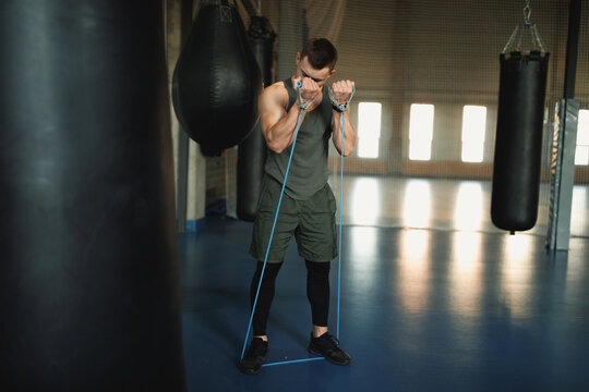 Boxer warming up before starting training
