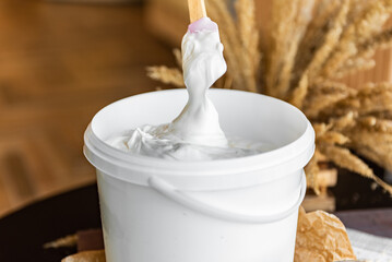 Cheese, cottage cheese, milk, sour cream. Dairy products. Dairy products. Advertising of products. Healthy eating.