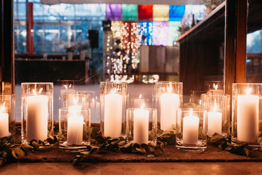 Candles in glass candle holders