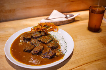 Japanese Beef Curry and Rice on the table