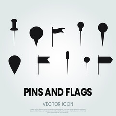 Pins and flags vector icons design. Eps 10 vector illustration.