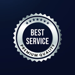 Silver label, premium quality. Silver metal badge. Eps 10 vector illustration.