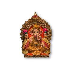 A Ganesha statue is isolated white background with a clipping path
