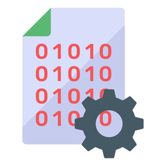 
Code with gear denoting binary preferences in flat style icon 

